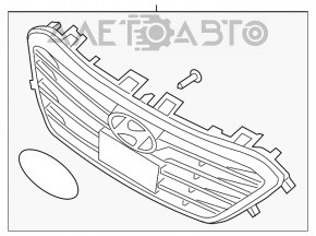 Решетка радиатора grill с эмблемой Hyundai Sonata 15-17 SE хром,слом креп,вздулся хром,тычки