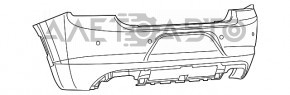 Бампер задний голый Dodge Charger 15-20 рест, черный PX8, под парктроники, царапины