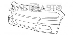 Бампер передний голый Dodge Charger 15-20 рест серебро, оторвана левая,нижняя и центральная часть, замят, царапины, сломаны крепления
