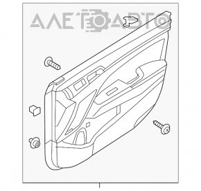 Обшивка двери карточка передняя левая Hyundai Elantra AD 17-20 тряпка сер под химчистку