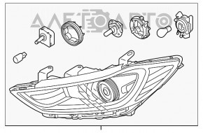 Фара передняя правая голая Hyundai Elantra AD 17-18 дорест галогенс креплением, разбито стекло
