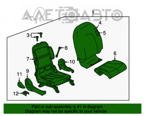 Пасажирське сидіння Nissan Versa 12-19 usa без airbag, механічні, ганчірка черн, брудне