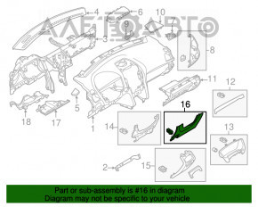 Накладка колени водителя Ford Explorer 11-15 дорест сер, слом креп, трещина, царапины