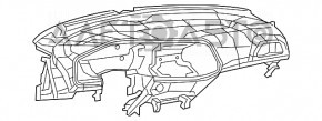 Торпедо передня панель з AIRBAG Dodge Challenger 15-19 рест, чорна, тріщина, тріснуть повітропровід