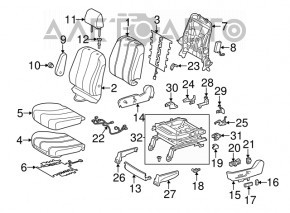 Водительское сидение Toyota Sienna 11-14 без airbag, электро, велюр, бежевое, под химчистку