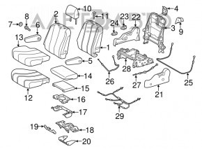 Задний ряд сидений правый 2 ряд Toyota Sienna 11-14 велюр серый, под 8 мест, механическое, под химчистку