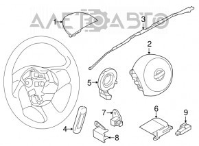 Подушка безопасности airbag в руль водительская Nissan Versa 12-19 usa черн, потерта