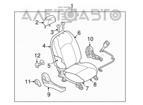 Пасажирське сидіння Nissan Versa Note 13-19 без airbag, механ, ганчірка черн