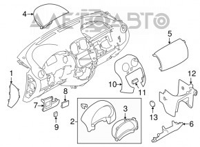 Накладка колени водителя Nissan Versa 12-19 usa черн, не заводские отверстия