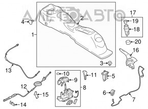 Консоль центральна підлокітник і підстаканники Nissan Versa 12-19 usa АКПП, сірий, подряпини