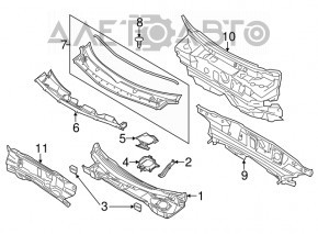 Решетка дворников пластик Ford Explorer 11-19 слом креп, порван уплотнитель