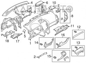 Накладка колени водителя Ford Explorer 11-15 дорест сер, слом креп, трещина, царапины