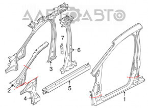 Стійка лобового скла передні праві Ford Escape MK3 13- срібло