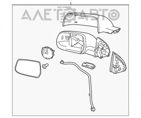 Зеркало боковое левое Chevrolet Equinox 10-14 5 пинов, подогрев, белое, окалина