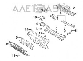Решітка двірників пластик Ford Flex 09-19 зламані кріплення