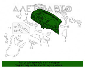 Торпедо передняя панель без AIRBAG Hyundai Elantra UD 11-13 дорест черн, потертость
