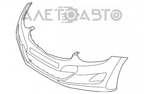 Бампер передній голий Hyundai Elantra UD 11-13 дорест, сірий, затертий, тріснуть, злам направ