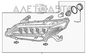 Фара передняя левая голая Acura TLX 15-17 дорест