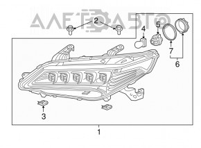 Фара передняя правая голая Acura TLX 15-17 дорест