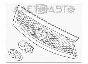 Решетка радиатора grill Infiniti Q50 14-17 с эмблемой, песок и тычки на хроме