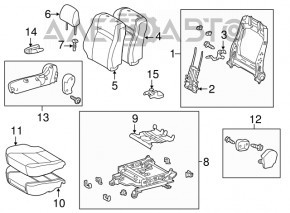 Водительское сидение Toyota Camry v55 15-17 usa без airbag, велюр серое