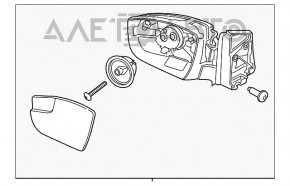 Дзеркало бічне Ford Escape MK3 17-19 рест, 3 піна, графіт, розбитий дзеркальний елемент, надламаний корпус