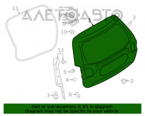 Двері багажника голі зі склом Subaru Forester 19-SK під спойлер електро, червоний M1Y, тички