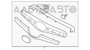 Решетка радиатора grill в сборе Subaru Forester 19- SK верх хром, царапина, с эмблемой, тычка на эмблеме