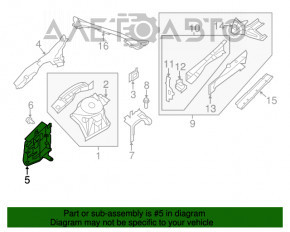 Защита двигателя арка левая Nissan Altima 13-18 нет фрагмента