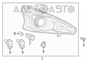Фара передняя правая Nissan Altima 13-15 дорест галоген, трещины, под полировку