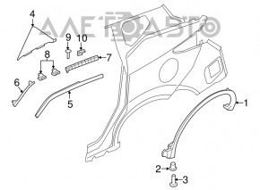 Накладка арки крыла задняя правая Nissan Murano z52 15, царапины, налом 2 креплений