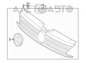 Решетка радиатора grill VW Jetta 15-18 USA со значком,тычки, вздулся хром на значке