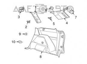 Обшивка арки левая Dodge Journey 11- под 3 ряда сидений, слом креп, царапины