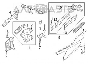 Защита двигателя арка левая Nissan Altima 13-18 нет крепления