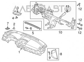 Торпедо передня панель з AIRBAG Honda Accord 18-22чорна, іржавий піропатрон