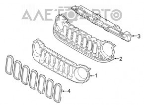 Накладка решетки радиатора grill Jeep Renegade 15-18 дорест серебро новый неоригинал
