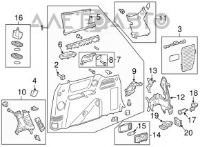 Накладка задньої стійки ліва Toyota Sienna 11-20 сіра, подряпини