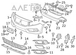Кріплення бампер-фара прав Honda Civic X FC 16-21 новий OEM оригінал, зламана клямка