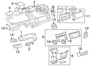 Консоль центральная под торпедой верхняя часть Toyota Sienna 11-14 серая, царапины