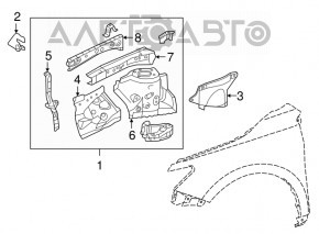 Чверть передня ліва Toyota Camry v55 15-17 usa срібло, відрізаний лонжерон і пістолет