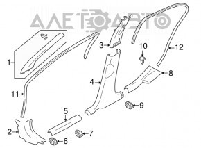 Накладка порога задняя правая Nissan Versa 12-19 usa серый