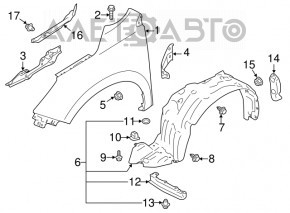 Подкрылок передний правый Subaru Forester 14-18 SJ, нет 1 крепления