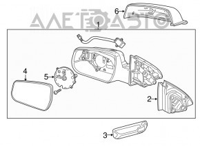 Дзеркало бічне праве Chevrolet Malibu 13-15 5 пінів, графіт, зламаний корпус, не заводські отвори