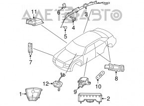 Подушка безпеки airbag в кермо водійська Dodge Charger 15-20 рест, чорний, Burnt, горіла