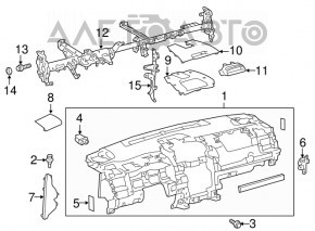 Торпедо передняя панель без AIRBAG Toyota Camry v50 12-14 usa надорвана кожа у пасс, без заглушек