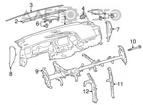 Торпедо передняя панель без AIRBAG Toyota Highlander 14-19 черн,царап, тычки и надрыв на коже
