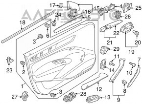 Обшивка дверей картка перед правими VW Passat b7 12-15 USA сіра