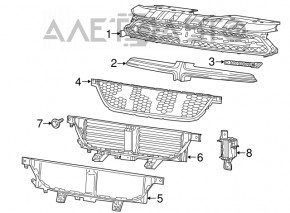 Решетка радиатора grill Dodge Dart 13-16 в сборе с эмблемой, хром