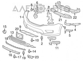 Нижний молдинг переднего бампера Honda Accord 13-15 дорест хром, песок, примят, надрыв, сломано крепление