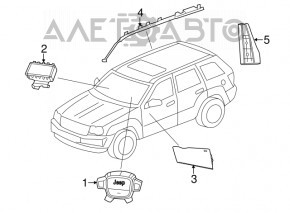 Подушка безпеки airbag колінна водійська лев Jeep Grand Cherokee WK2 11-21 чорний, шар кр